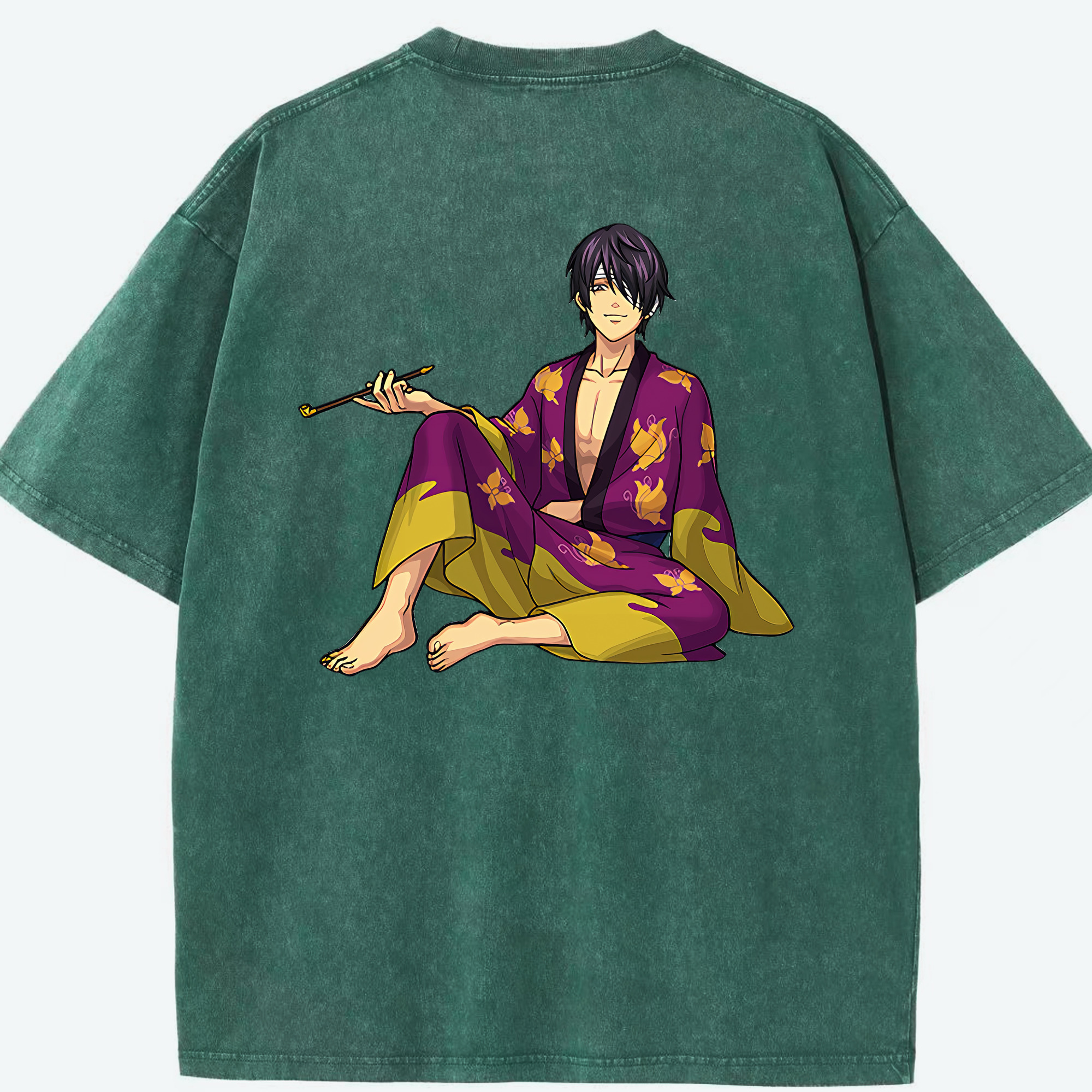 （画像用） ぎんたま 坂田銀時（さかたぎんとき） 神楽 志村新八（しむら しんぱち） GINTAMA Sakata Gintoki Kagura Shimura Shinpachi 綿100% ヴィンテージ風 半袖Tシャツ（背面プリント）
